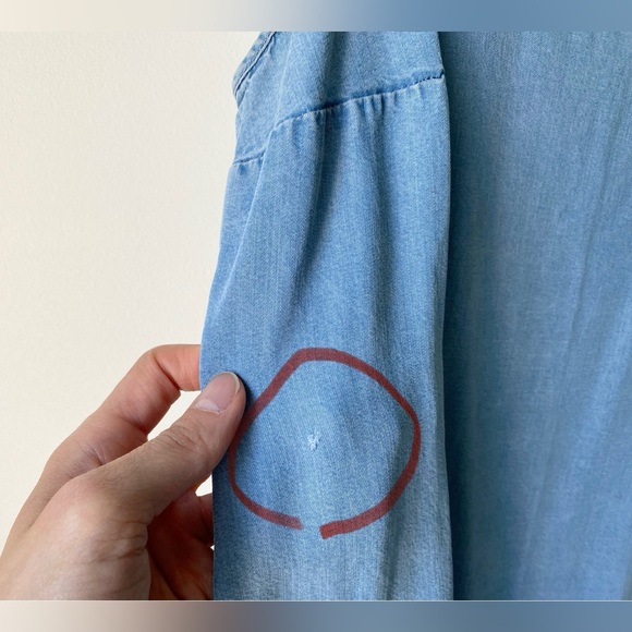 Blue chambray minidress with ruffle hem - Picture 14 of 14